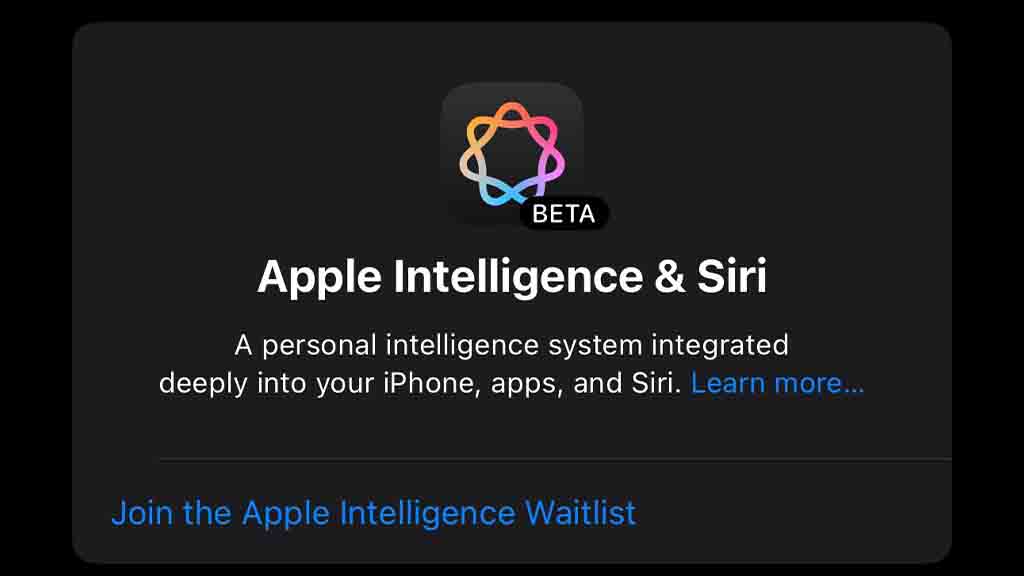 Apple intelligence Waitlist