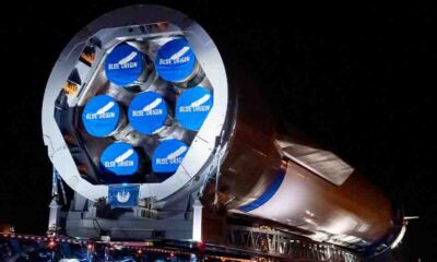 Blue Origin New Glenn first stage rolling out to launch pad