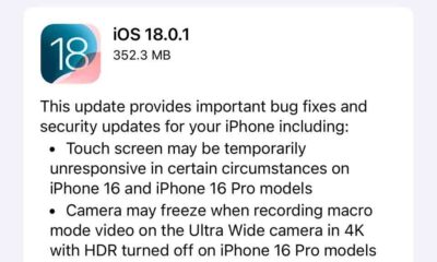 iOS 18.0.1 with bug fixes