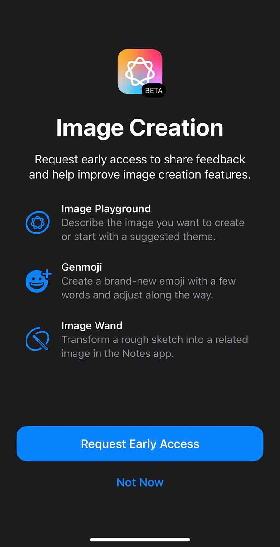 Apple Image Creation Waitlist