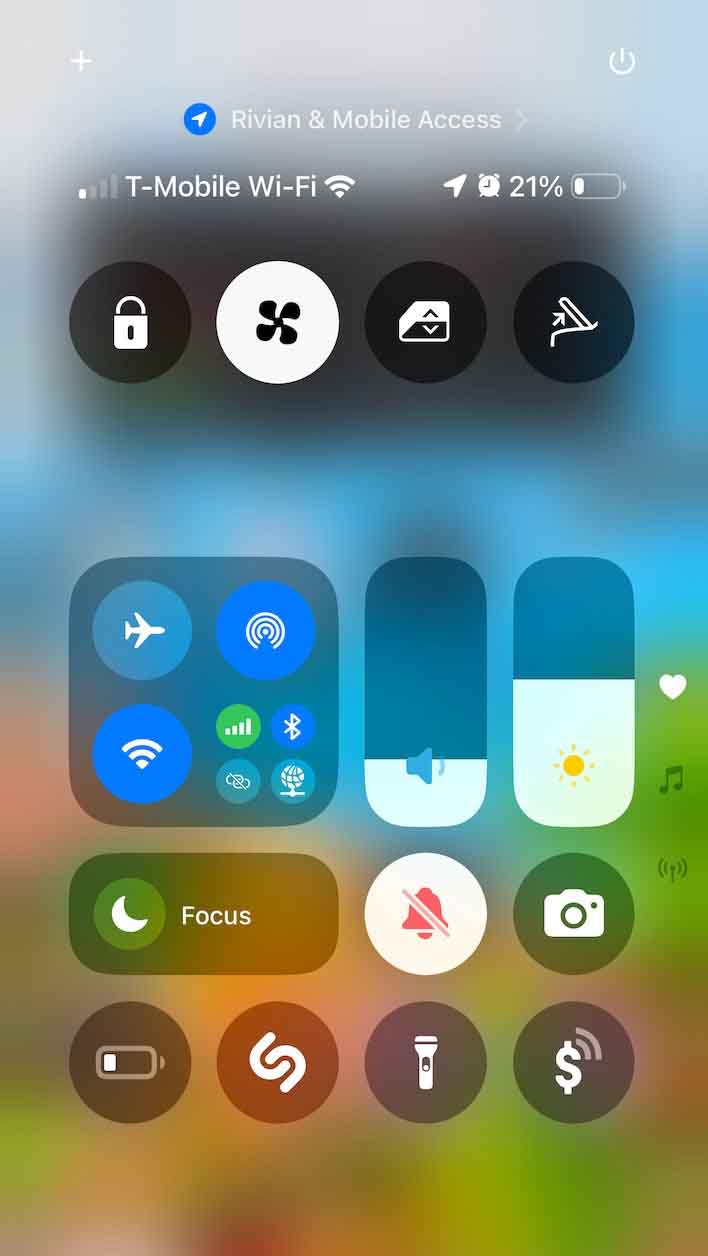 Rivian iOS app control center commands