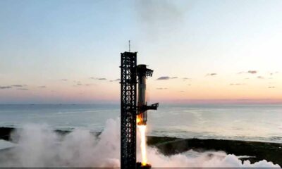 Launch Tower at Boca Chica Starbase Facility catched Starship 5 Booster after final burn