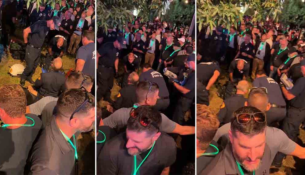 Burbank fire department officials providing assistance to the person with medical emergency at Tesla Cybercab unveiling event