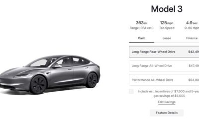 Tesla Model 3 Listing for US