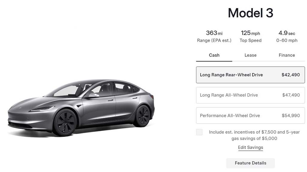 Tesla no longer selling Model 3 RWD in the US