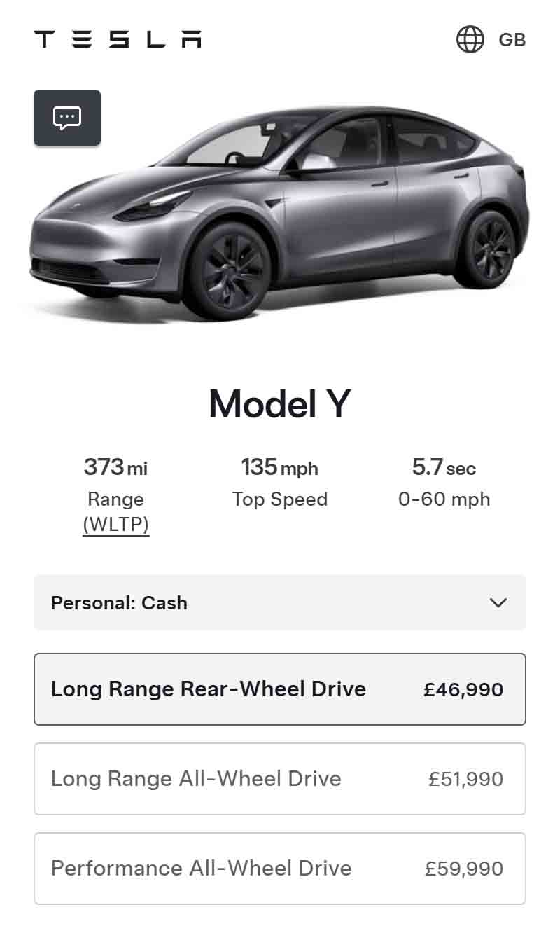 Tesla Model Y Long Range Rear Wheel Drive (RWD) UK