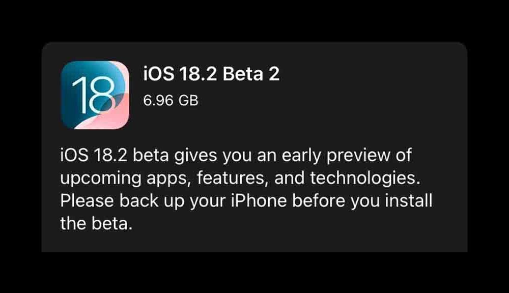 iOS 18.2 Beta 2