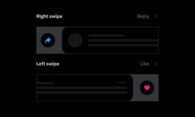 X swipe gestures for reply and like