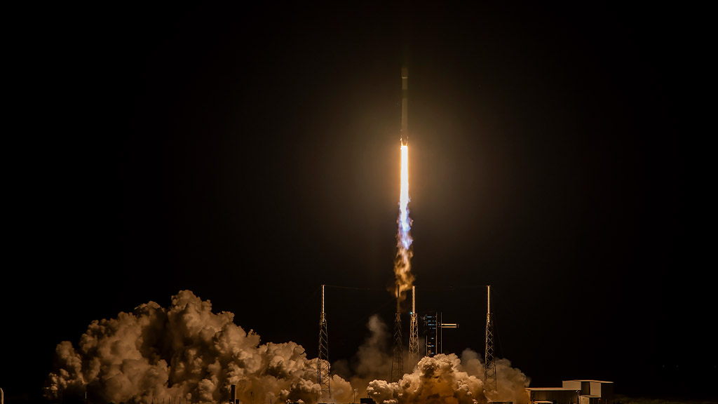 SpaceX Falcon 9 Liftoff from Space Launch Complex 40 at Cape Canaveral Space Force Station in Florida