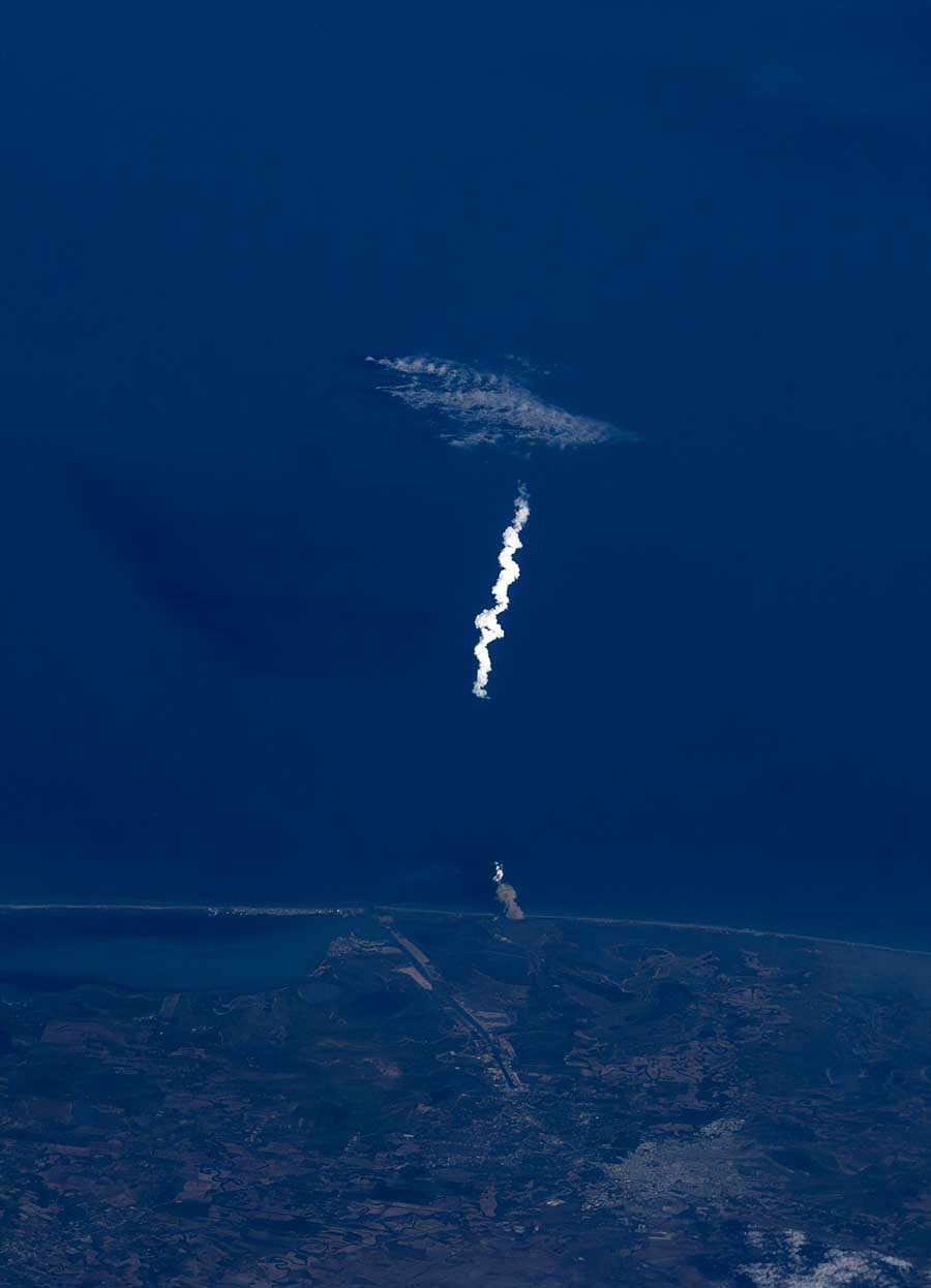 SpaceX Starship Liftoff aftermath from International Space Station