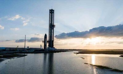 SpaceX Starship on the launch pad in Starbase Texas