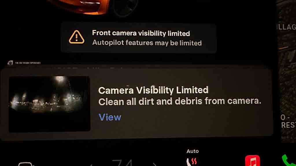 Tesla camera visibility warning