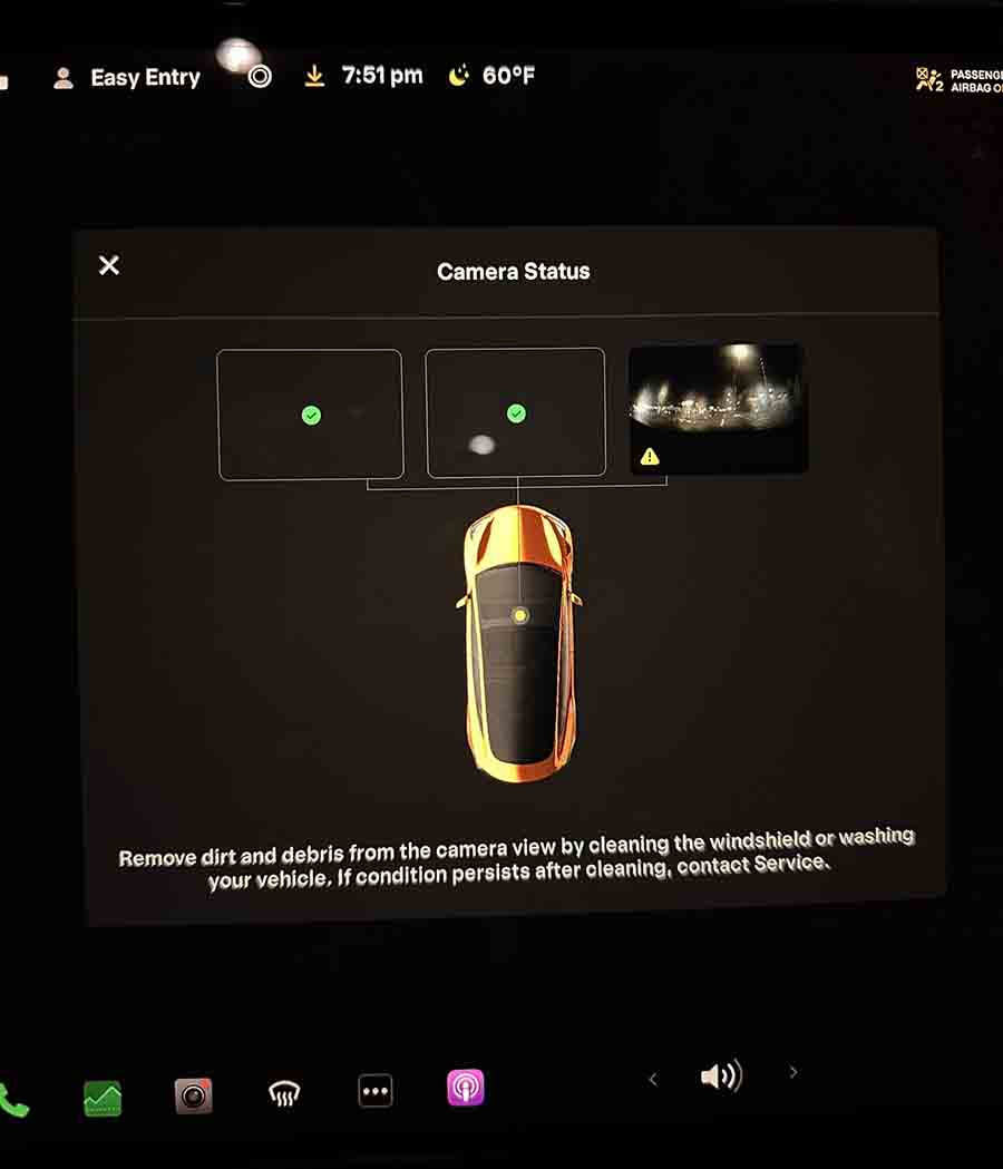 Tesla Camera Visibility Warning