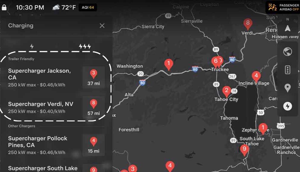 Tesla trailer-friendly supercharger