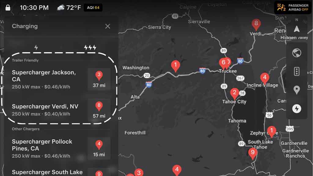 Tesla trailer-friendly supercharger