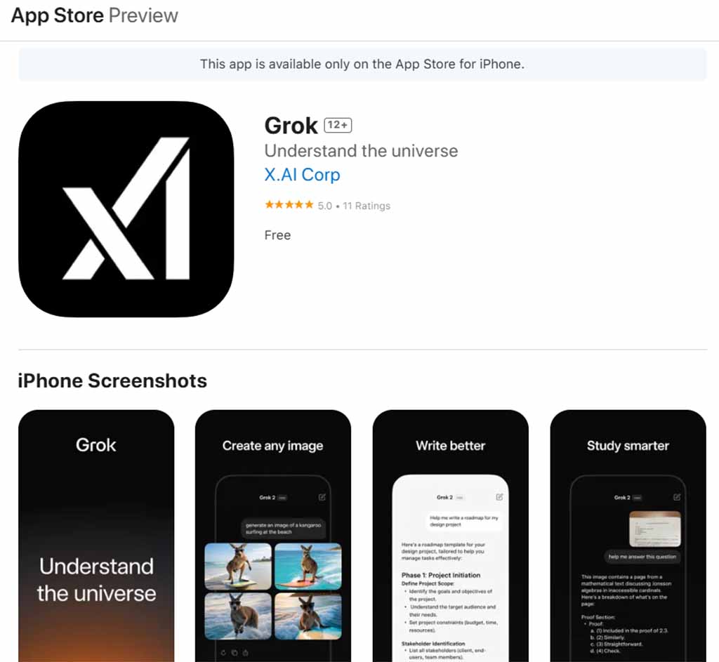 xAI Grok app on App Store