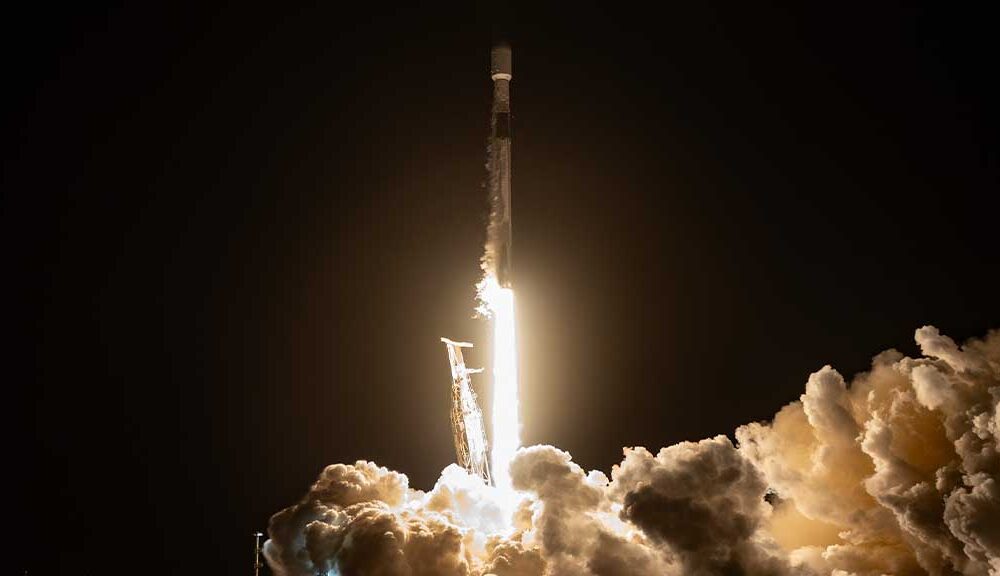 SpaceX Falcon 9 liftoff from Space Launch Complex 4 East at Vandenberg Space Force Base in California