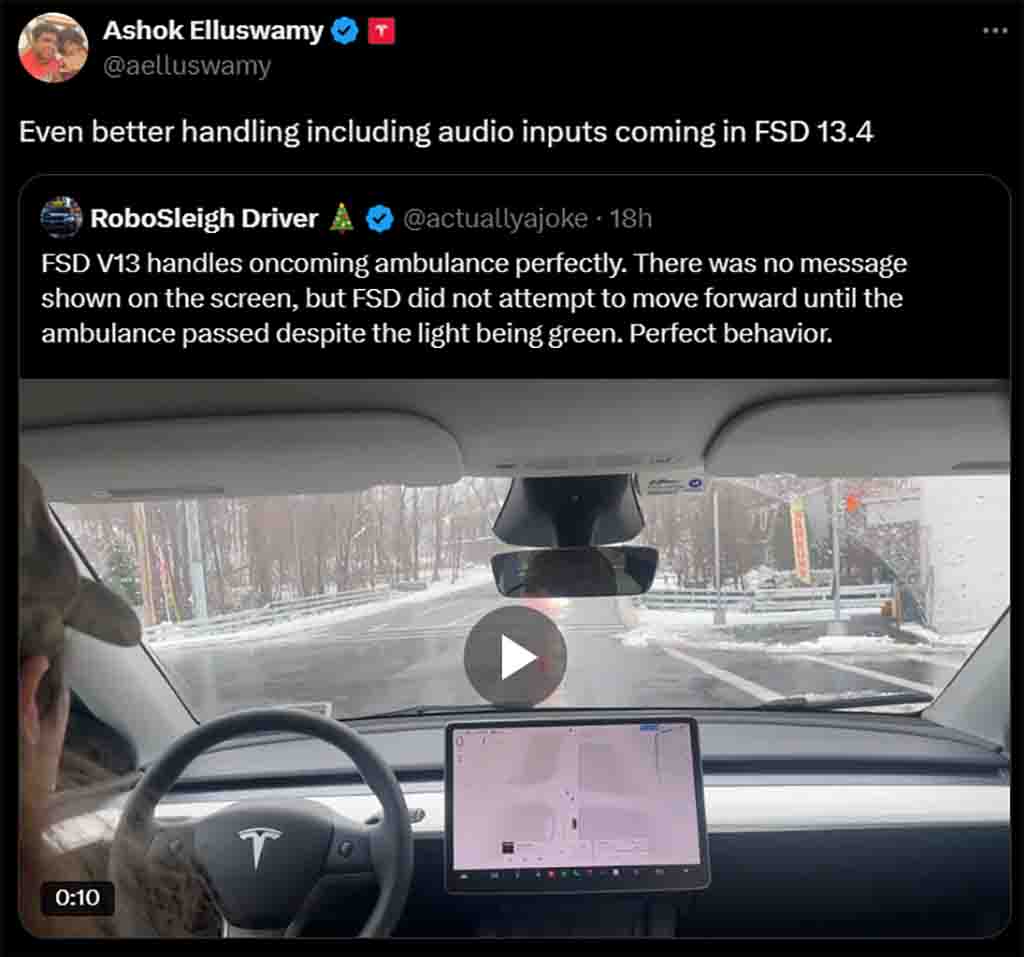 Tesla AI VP confirms FSD v13.4 improvements