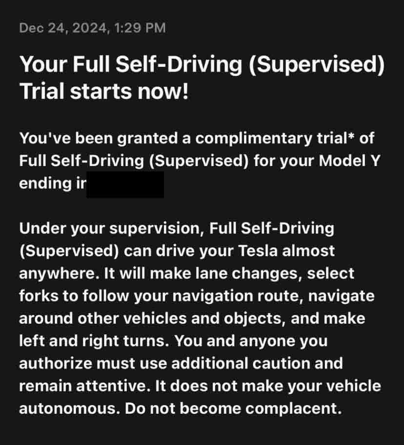 Tesla FSD 30 days free trials