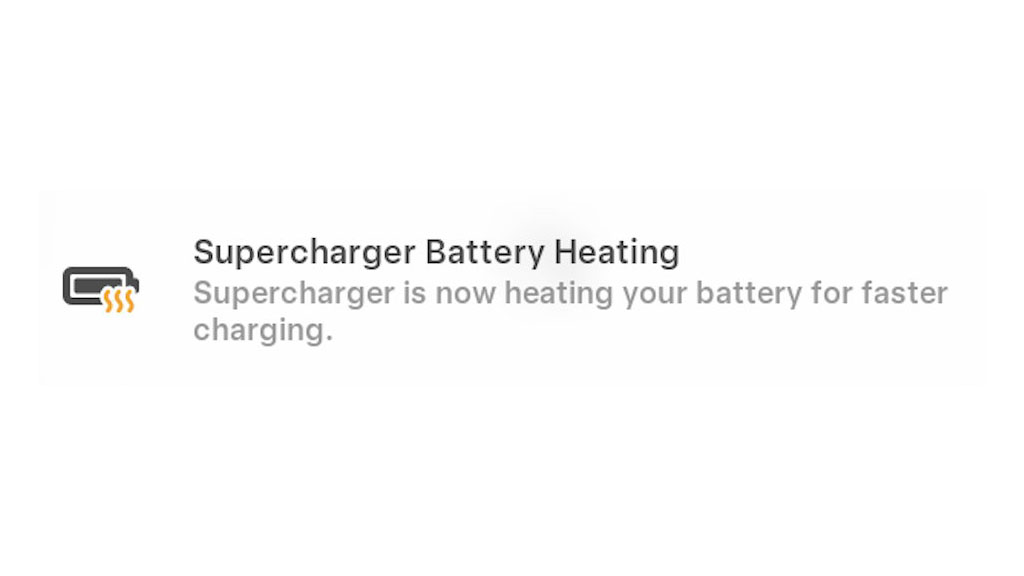 Tesla Supercharger battery heating feature