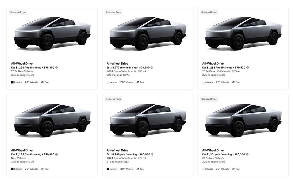 Tesla Cybertruck Inventory discounts