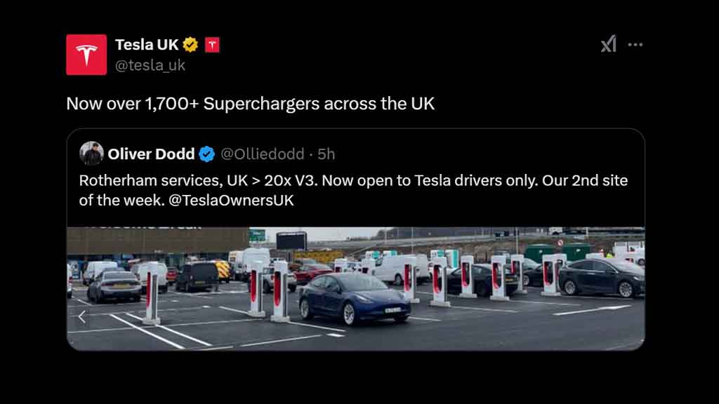 Tesla 1700 Superchargers UK